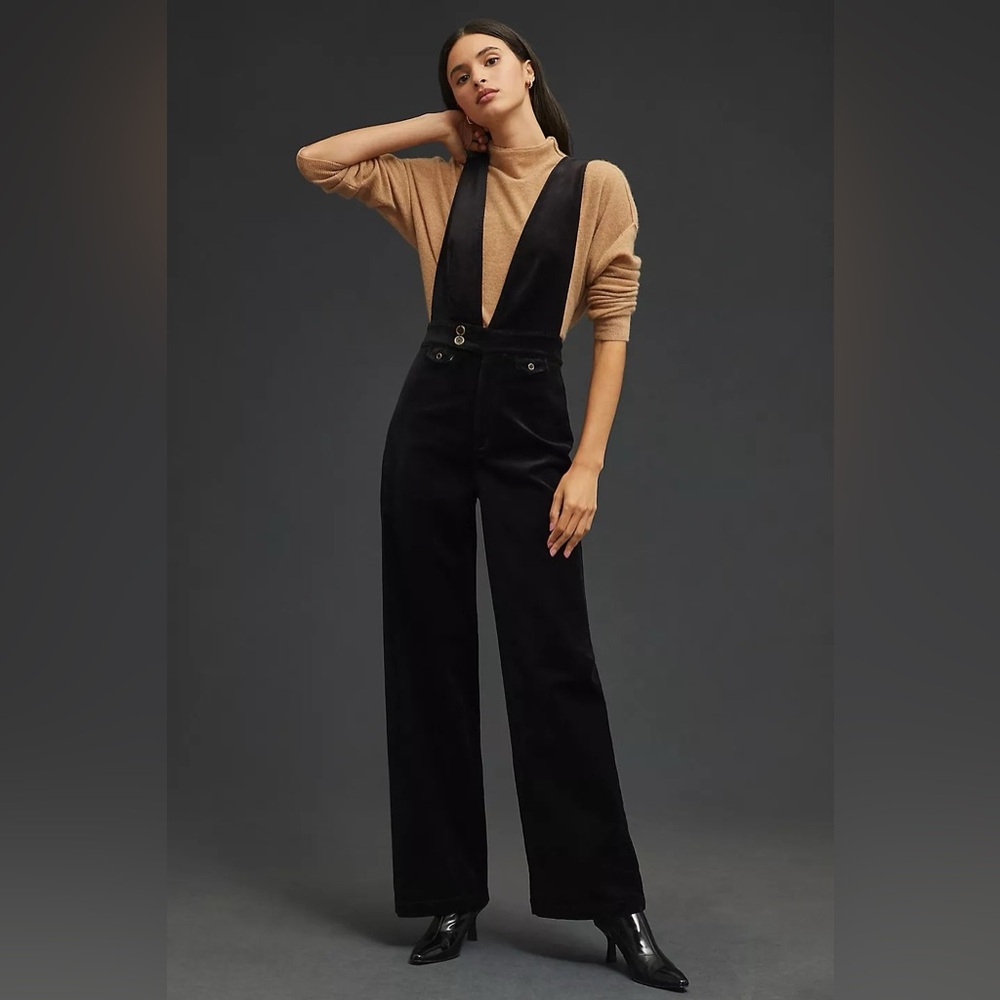 Pilcro Deep-V Velvet Jumpsuit – Size 32